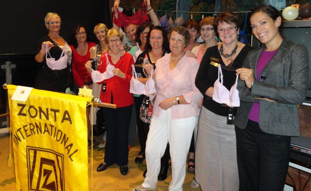 Zonta members and guests with some of the bras collected for Oxfam. Zonta members and guests with some of the bras collected for Oxfam.